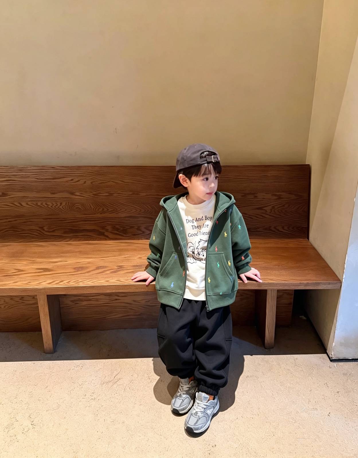 男の子 キッズ パーカー 長袖 フード付き デイリー 通園 通学 セットアップ ブルゾン ジャケット オーバーオール グレー ブルー ネイビー - 画像 3