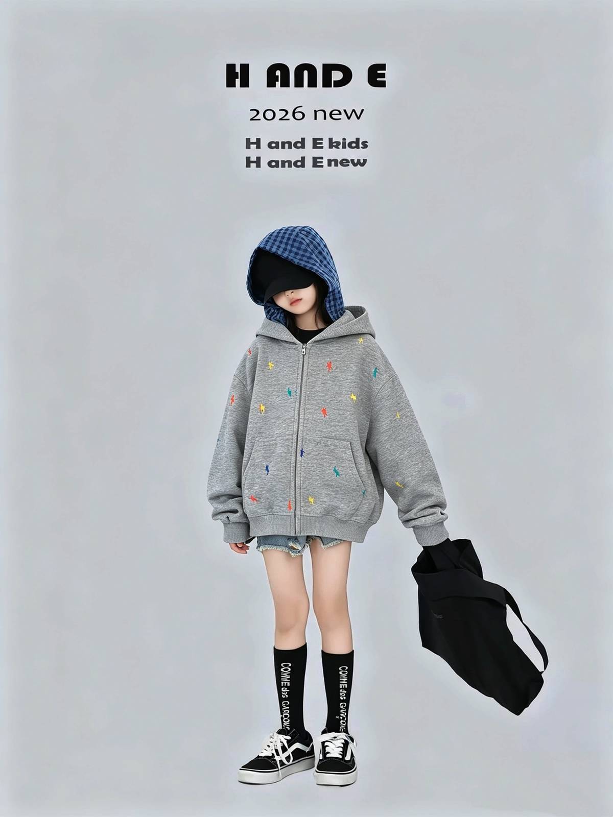男の子 キッズ パーカー 長袖 フード付き デイリー 通園 通学 セットアップ ブルゾン ジャケット オーバーオール グレー ブルー ネイビー - 画像 6