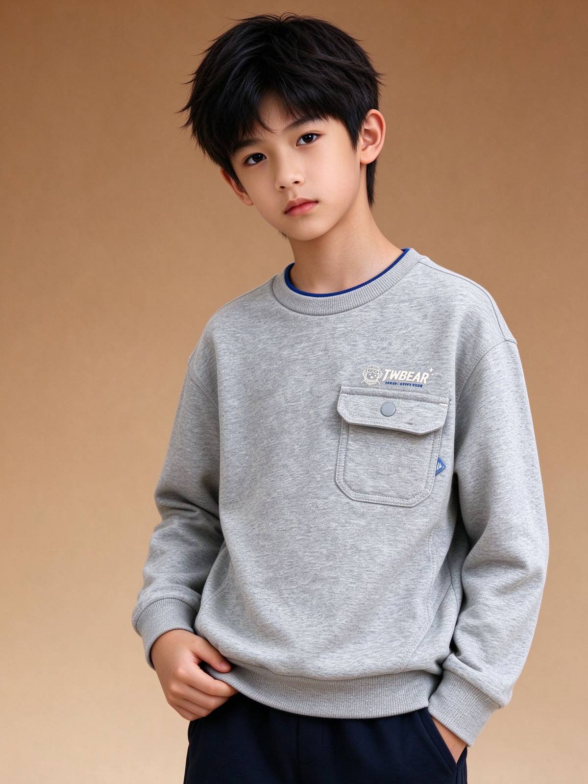 男の子 キッズ トレーナー 秋冬 長袖 綿 ボーダー フリル デイリー パステルカラー - 画像 8