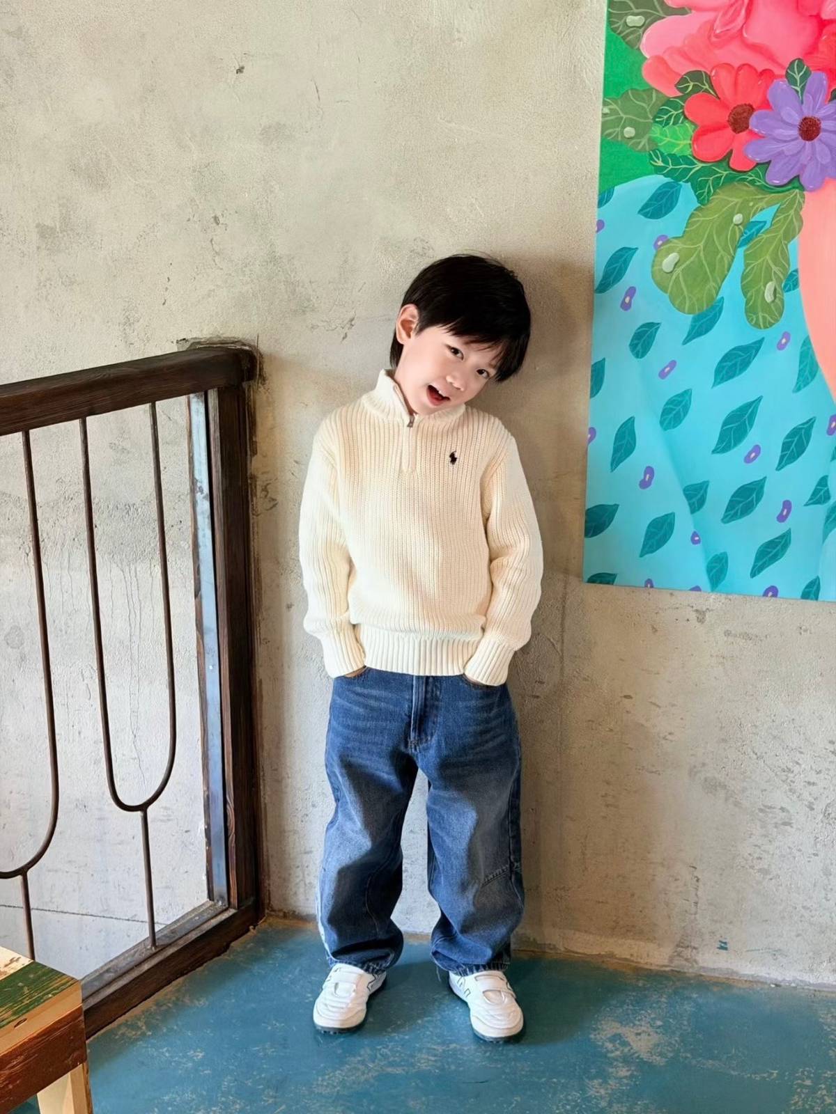 男の子 キッズ セーター 長袖 半ラップ リブニット 通園 通学 デイリー フリルなし ユニセックス - 画像 7