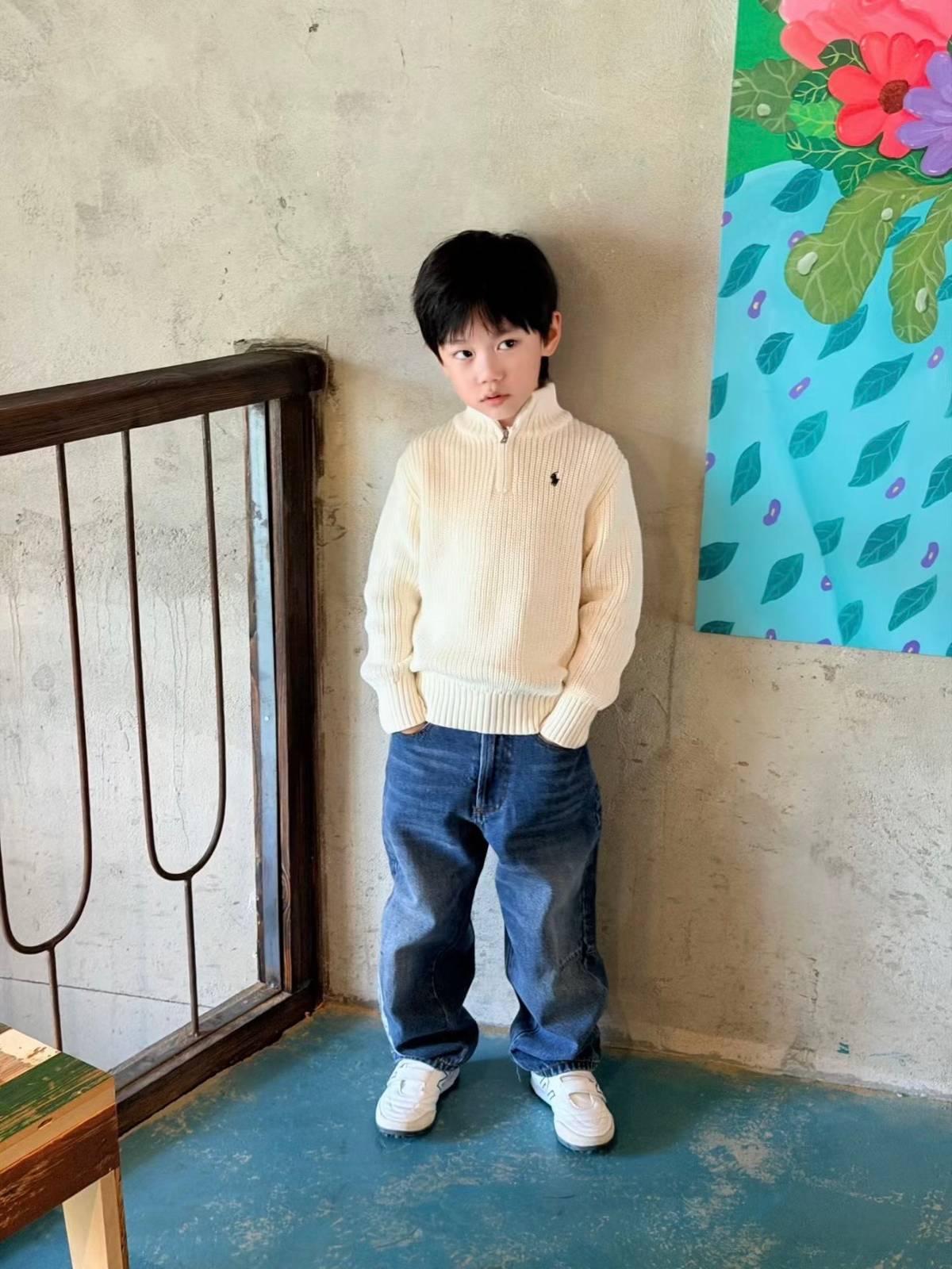 男の子 キッズ セーター 長袖 半ラップ リブニット 通園 通学 デイリー フリルなし ユニセックス - 画像 8