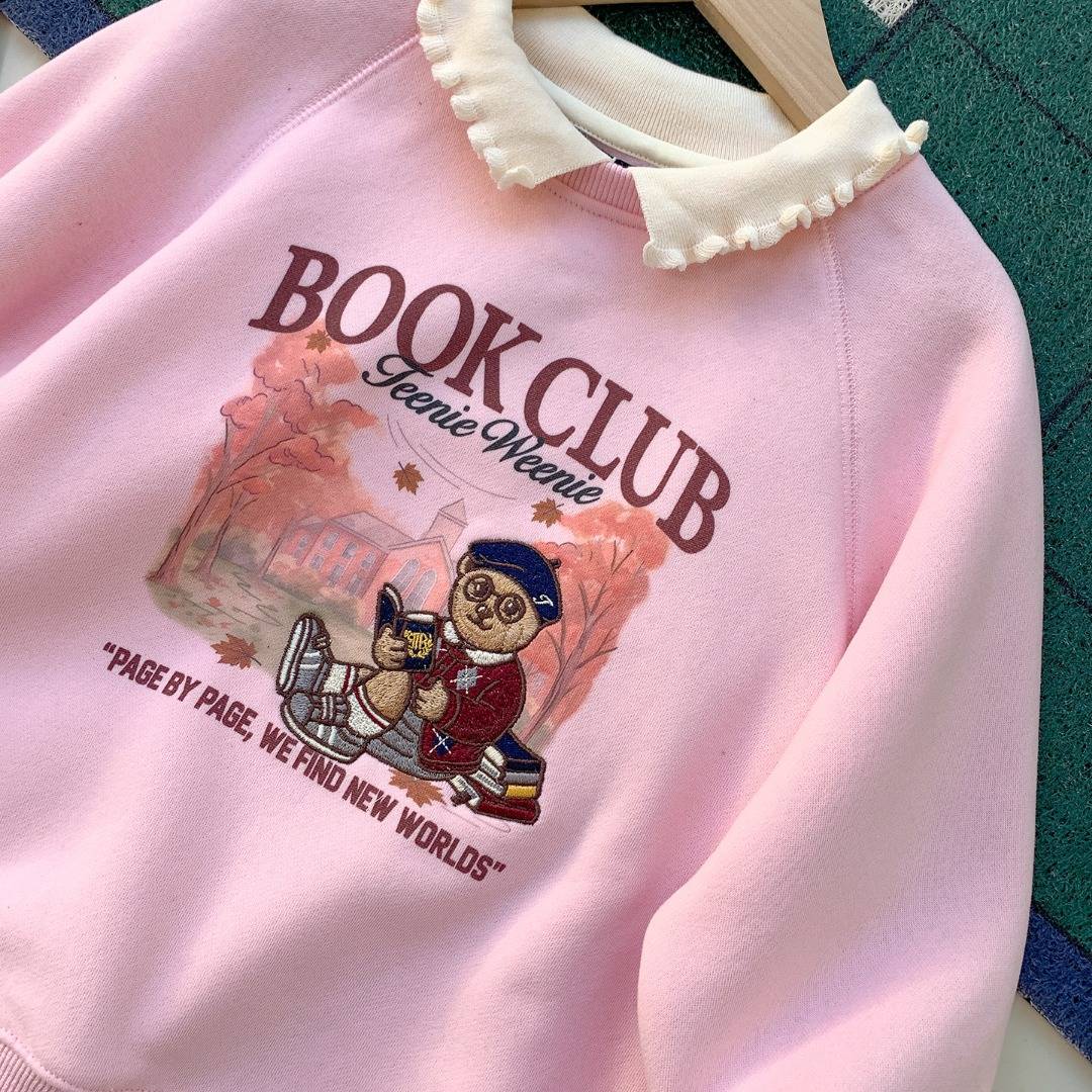女の子 キッズ ロンT 秋冬 綿 ピンク ボーダー フリル 長袖 デイリー 通園 - 画像 3
