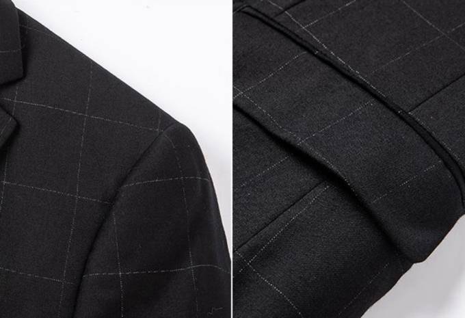 Saint Laurent セットアップ テーラードジャケット シングル 2B ウール混 チェック柄 メンズ ブラック ネイビー - 画像 7