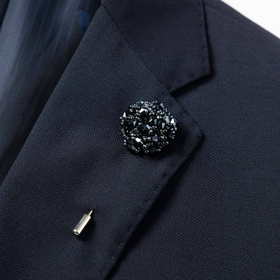 YSL ヤングサンローラン セットアップ テーラードジャケット シングル 2B ウール混 ネイビー メンズ - 画像 3