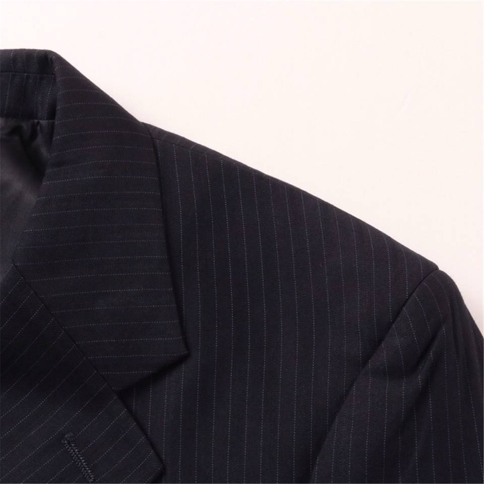 GUCCI グッチ テーラードジャケット セットアップ シングル 2B 金ボタン ピンストライプ ウール混 メンズ ブラック - 画像 3