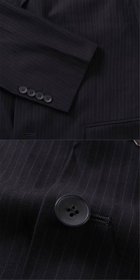 GUCCI グッチ テーラードジャケット セットアップ シングル 2B 金ボタン ピンストライプ ウール混 メンズ ブラック - 画像 6