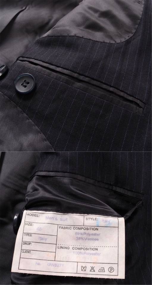 GUCCI グッチ テーラードジャケット セットアップ シングル 2B 金ボタン ピンストライプ ウール混 メンズ ブラック - 画像 8