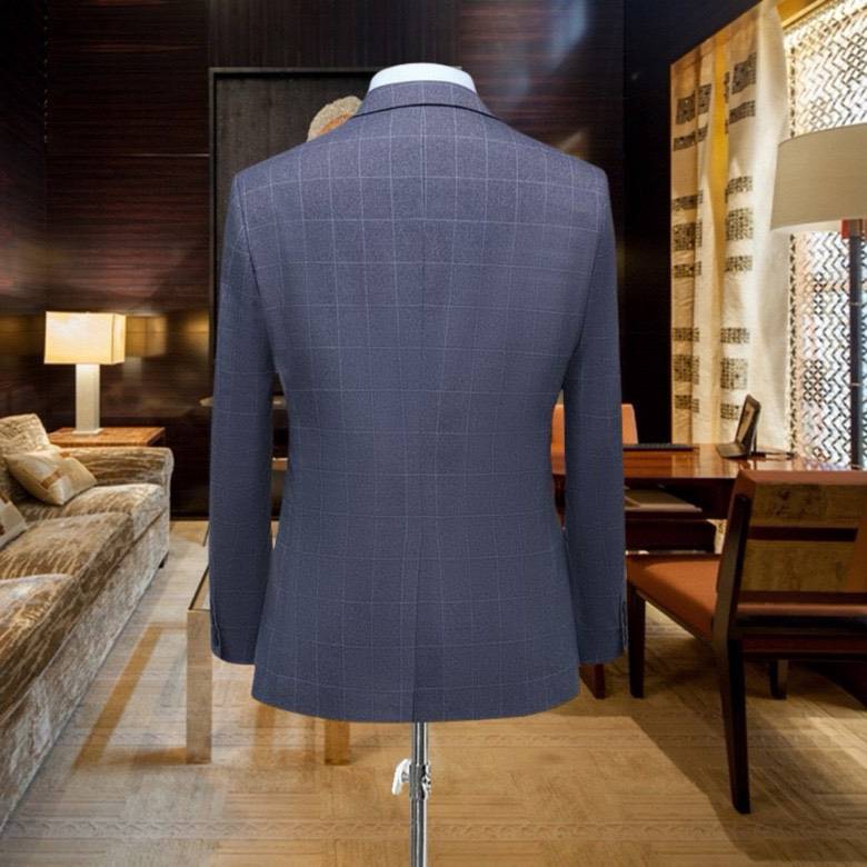FENDI フェンディ セットアップ テーラードジャケット ブレザー 2B 3ピーススuits ワイドパンツ グレンチェック メンズ ネイビー - 画像 2