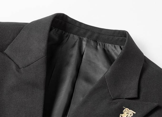 韓国ファッション セットアップ テーラードジャケット ダブルブレスト ノッチドラペル 無地 ブラック メンズ - 画像 4