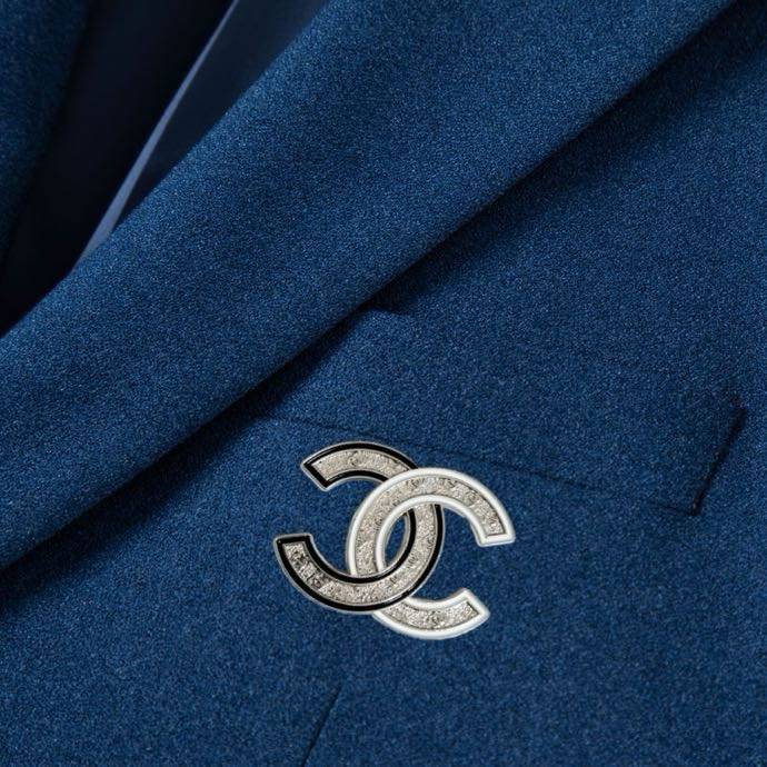 CHANEL シャネル テーラードジャケット セットアップ シングル 2B 金ボタン メンズ ブルー - 画像 4