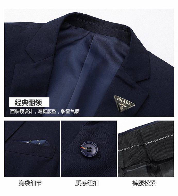 PRADA プラダ セットアップ テーラードジャケット シングル 2B ブルーグレー メンズ - 画像 3