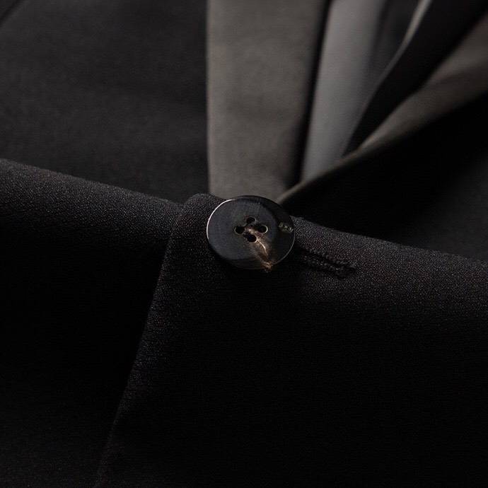 テーラードジャケット セットアップ ビッグシルエット シングル 2B 金ボタン メンズ ブラック - 画像 4