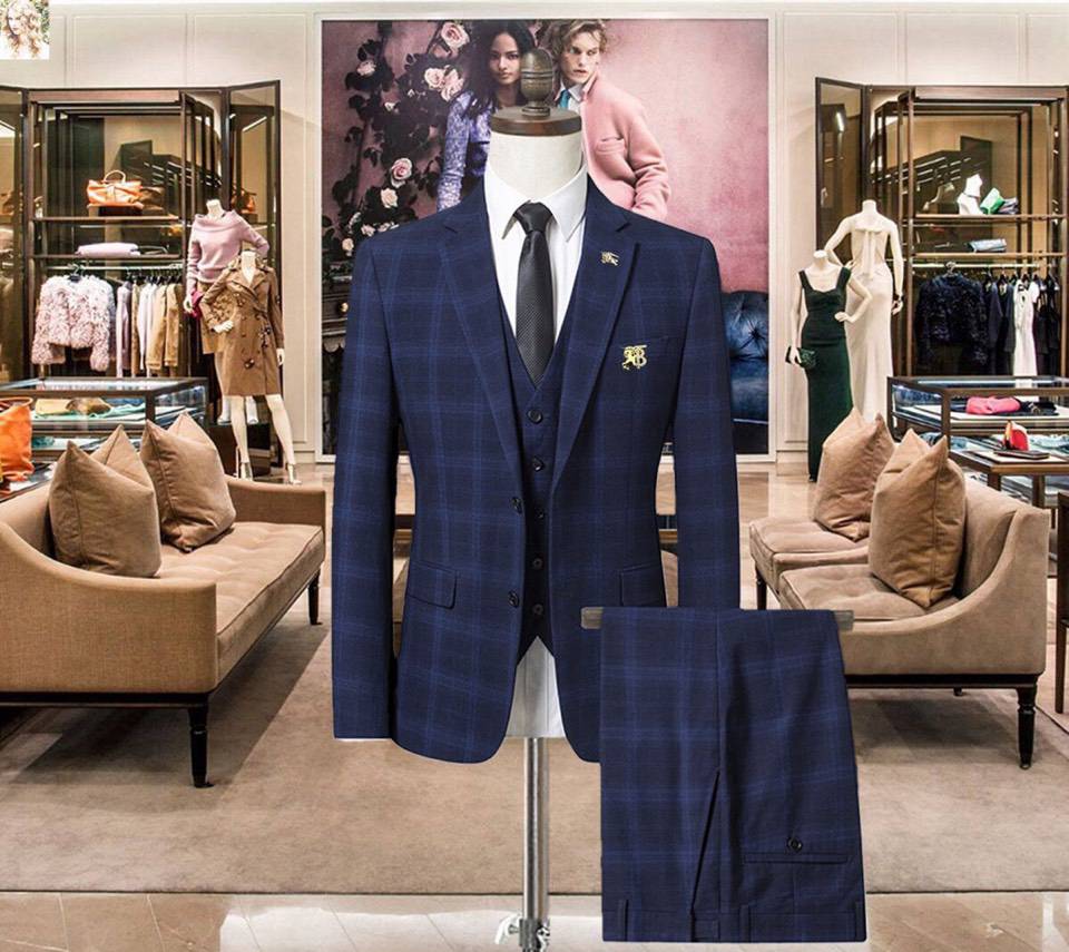 BURBERRY バーバリー セットアップ テーラードジャケット ブレザー シングル 2B 金ボタン チェック柄 メンズ ブラック ネイビー