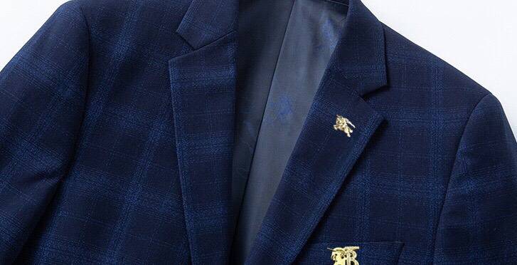BURBERRY バーバリー セットアップ テーラードジャケット ブレザー シングル 2B 金ボタン チェック柄 メンズ ブラック ネイビー - 画像 3