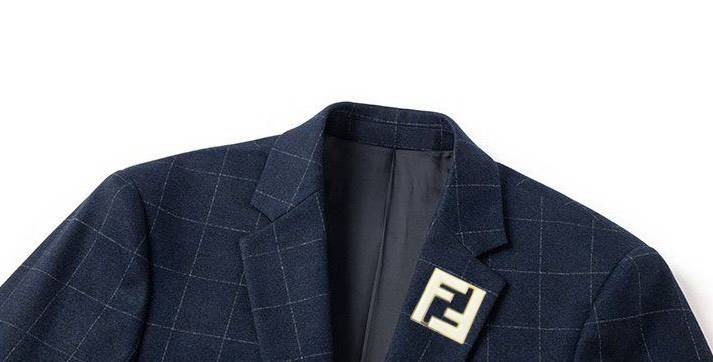 FENDI フェンディ セットアップ テーラードジャケット グレンチェック メンズ ネイビー - 画像 3