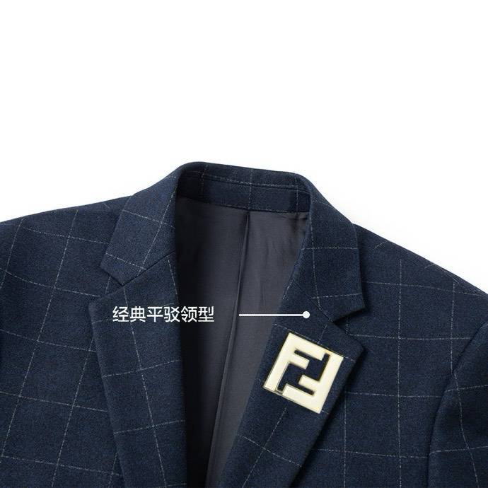 FENDI フェンディ セットアップ テーラードジャケット グレンチェック メンズ ネイビー - 画像 8