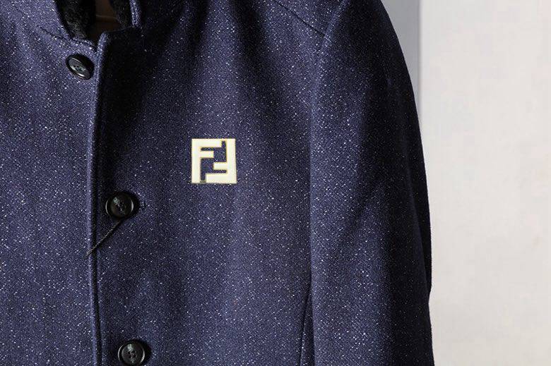 FENDI フェンディ テーラードジャケット オーバーサイズ ブルー メンズ ロゴ刺繍 - 画像 4