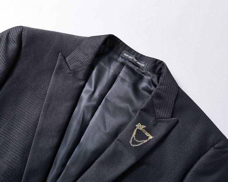 ARMANI アルマニ セットアップ テーラードジャケット シングル 2B 金ボタン メンズ ブラック - 画像 4
