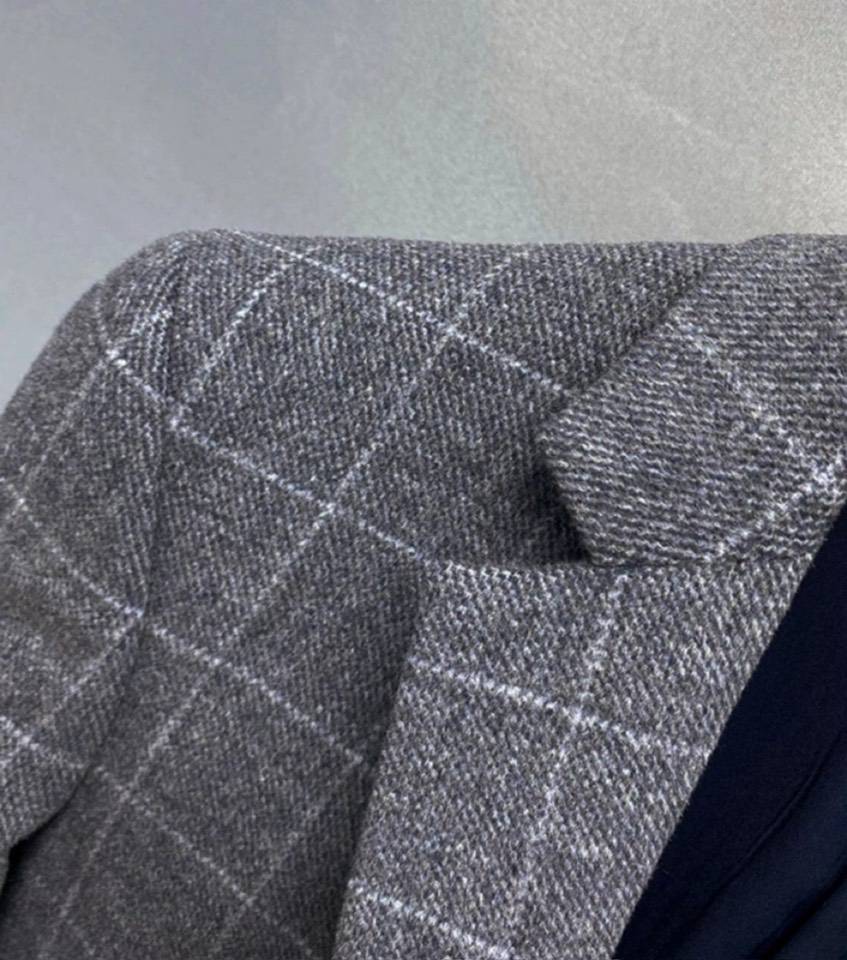 Yves Saint Laurent イヴ サンローラン テーラードジャケット セットアップ ビッグシルエット シングル 3B チェック柄 メンズ グレー - 画像 4