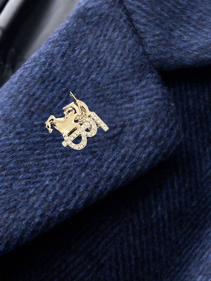 バーバリー Burberry テーラードジャケット セットアップ メンズ ブルーチェック柄 ダブルブレスト 3B 金ボタン メンズ - 画像 3