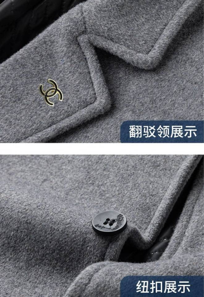 CHANEL チャンネル テーラードコート オーバーサイズ ビッグシルエット ダブルブレスト ウール混 メンズ ブラック グレー - 画像 5