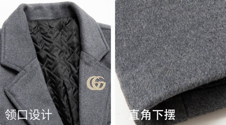 GUCCI グッチ テーラードジャケット オーバーサイズ ビッグシルエット シングル 2B 金ボタン ウール混 メンズ ブラック チャコールグレー - 画像 5