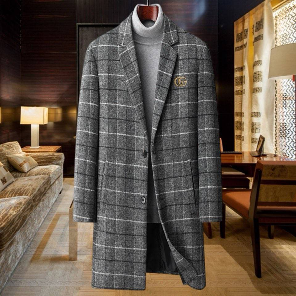 GUCCI グッチ テーラードジャケット セットアップ ビッグシルエット ダブルブレスト グレンチェック ウール混 メンズ
