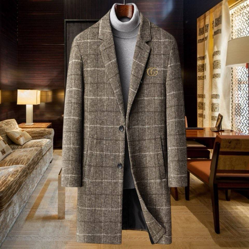 GUCCI グッチ テーラードジャケット セットアップ ビッグシルエット ダブルブレスト グレンチェック ウール混 メンズ - 画像 2