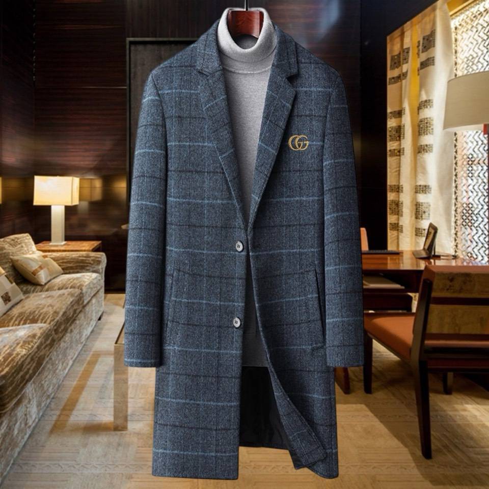 GUCCI グッチ テーラードジャケット セットアップ ビッグシルエット ダブルブレスト グレンチェック ウール混 メンズ - 画像 3