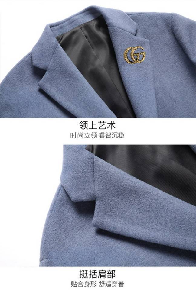 GUCCI グッチ テーラードジャケット セットアップ 2B 金ボタン ウール混 メンズ ブラック グレー ブルー - 画像 5