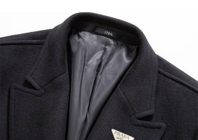 PRADA プラダ テーラードジャケット オーバーサイズ ビッグシルエット ダブルブレスト ウール混 メンズ ブラック ネイビー グレー ベージュ - 画像 6