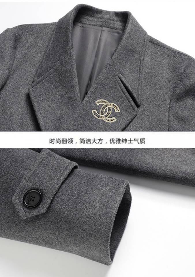 CHANEL シャネル テーラードジャケット オーバーサイズ ビッグシルエット ダブルブレスト ウール混 メンズ ブラック チャコールグレー - 画像 5