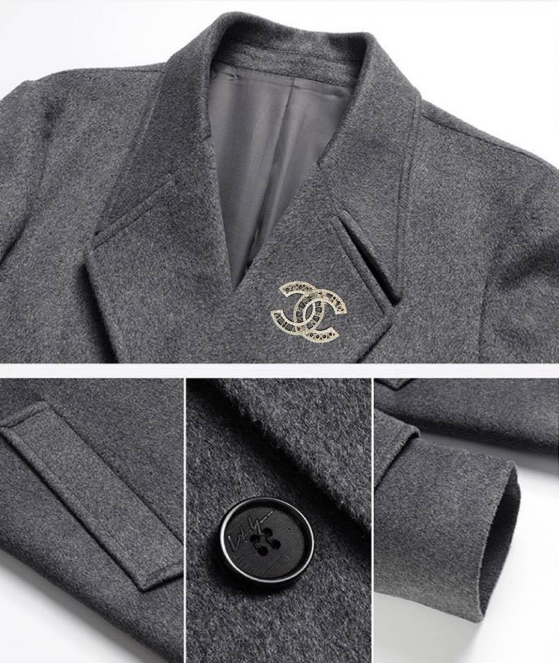 CHANEL シャネル テーラードジャケット オーバーサイズ ビッグシルエット ダブルブレスト ウール混 メンズ ブラック チャコールグレー - 画像 7
