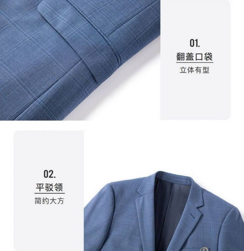 テーラードジャケット セットアップ ビッグシルエット フェイクレイヤード 2つボタン グレンチェック メンズ ネイビー - 画像 4