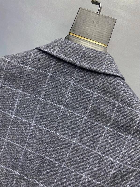 Louis1165333220 テーラードジャケット セットアップ ビッグシルエット シングル 2B チェック柄 グレー メンズ - 画像 8
