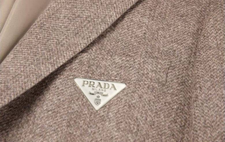 プラダ PRADA テーラードジャケット オーバーサイズ ビッグシルエット ブレザー ウール混 メンズ グレー - 画像 3