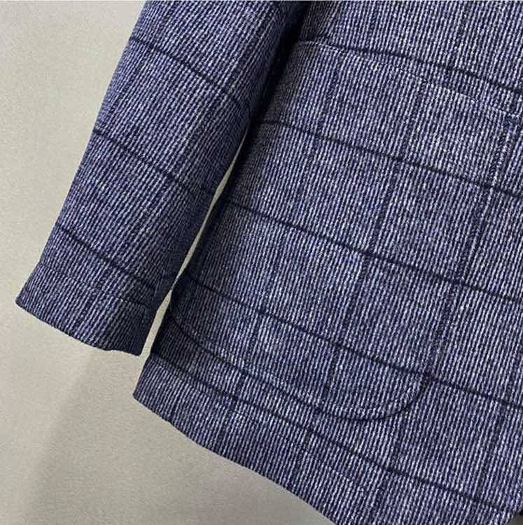 プラダ PRADA テーラードジャケット シングル 2B グレンチェック ウール メンズ ブルー - 画像 7