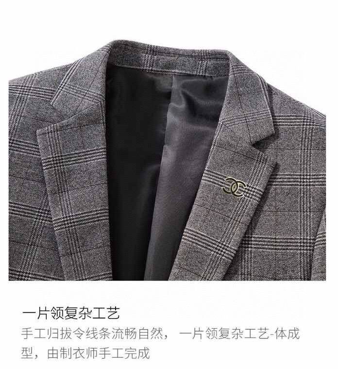 韓国ファッション セットアップ テーラードジャケット ビッグシルエット グレンチェック メンズ ネイビー - 画像 3