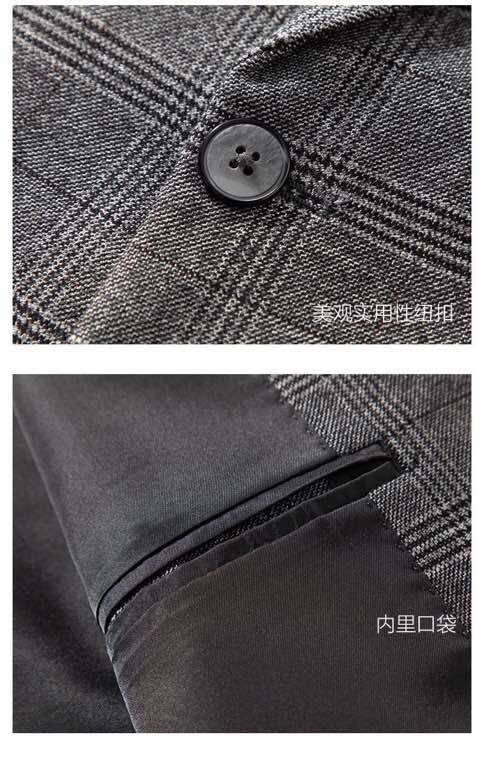 韓国ファッション セットアップ テーラードジャケット ビッグシルエット グレンチェック メンズ ネイビー - 画像 5