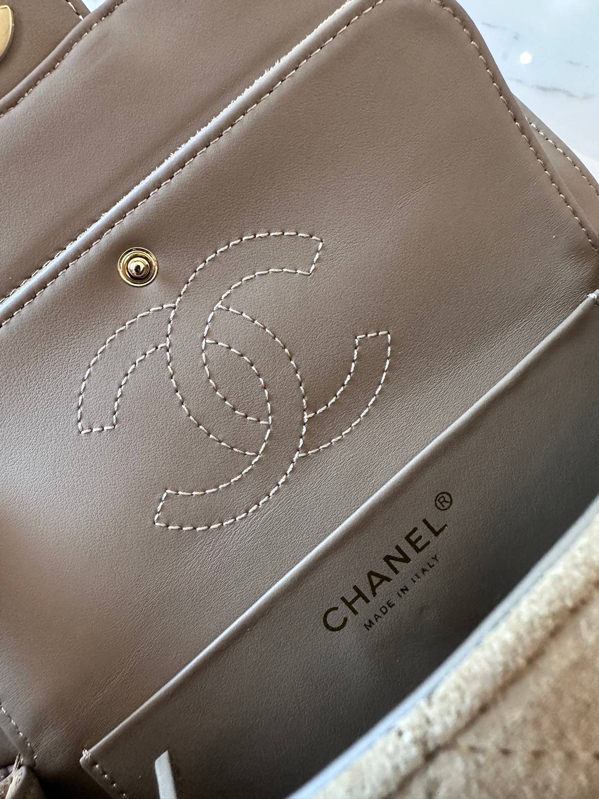 シャネル CHANEL マトラッセ ラムスキン チェーンショルダーバッグ ゴールド金具 レディース ベージュ - 画像 3