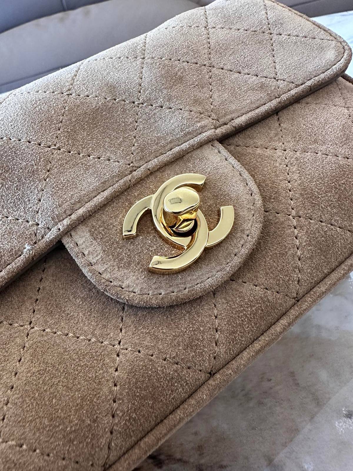 シャネル CHANEL マトラッセ ラムスキン チェーンショルダーバッグ ゴールド金具 レディース ベージュ - 画像 6