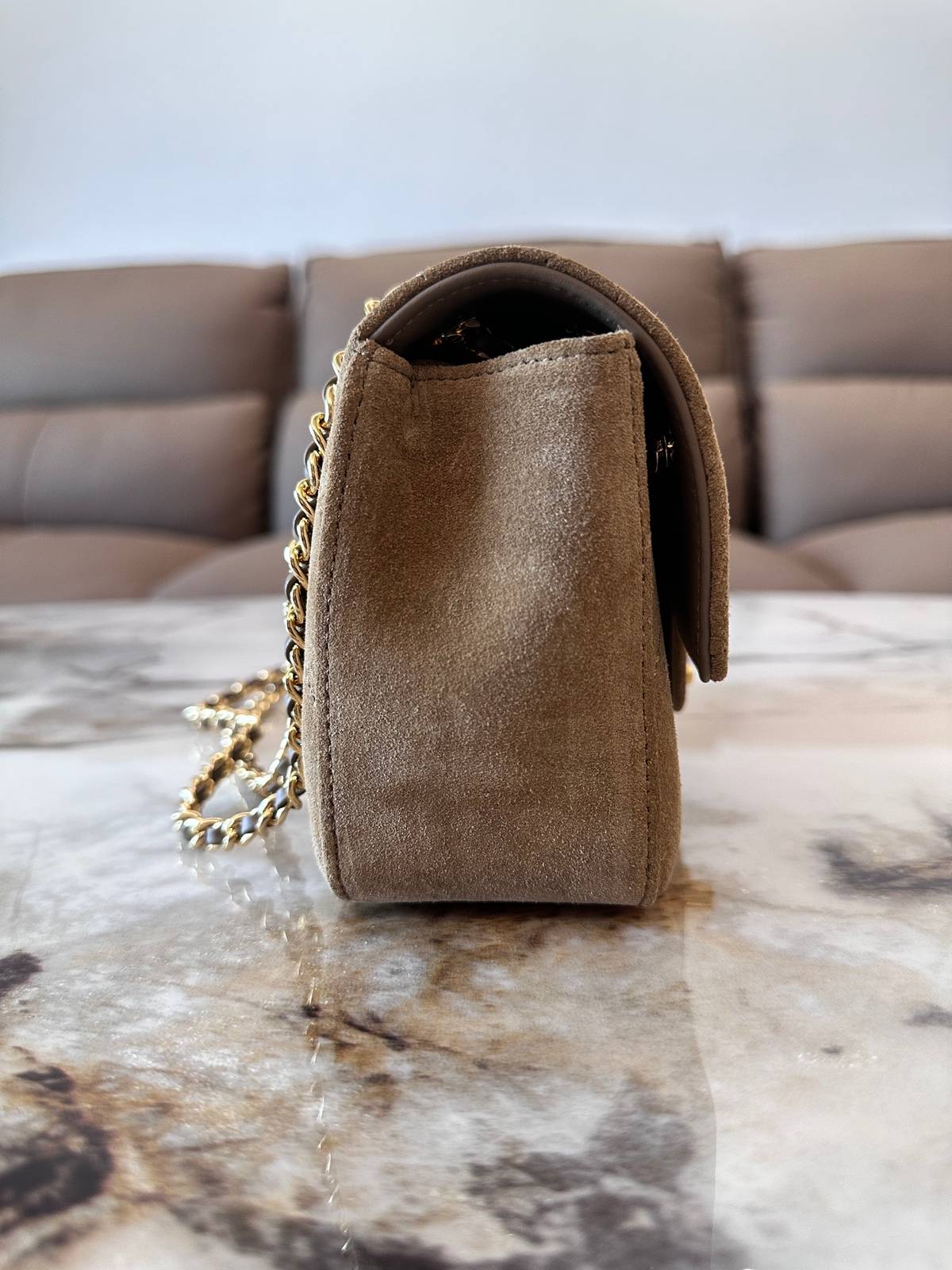 シャネル CHANEL マトラッセ ラムスキン チェーンショルダーバッグ ゴールド金具 レディース ベージュ - 画像 9