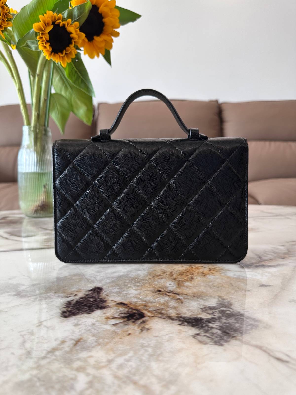 シャネル CHANEL マトラッセ キャビアスキン フラップバッグ チェーンショルダー ブラック金具 ミニサイズ レディ - 画像 8