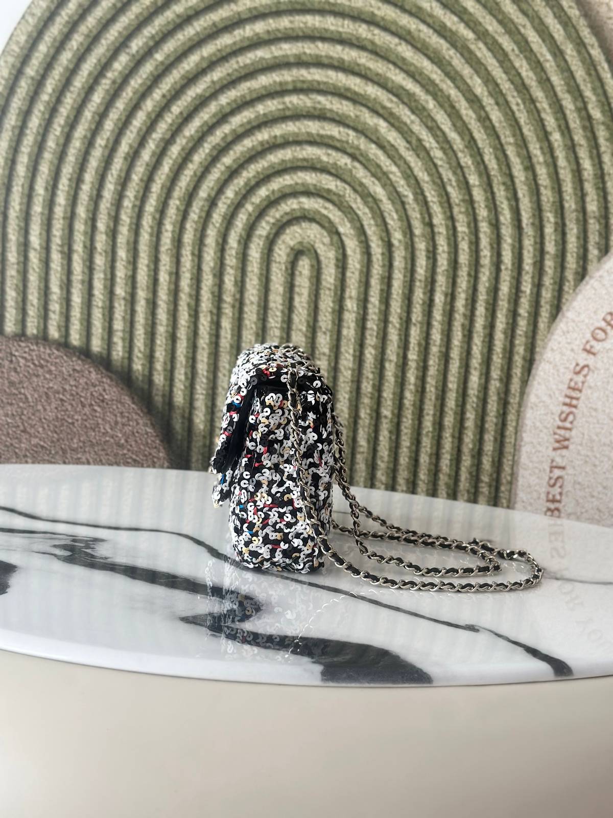 シャネル CHANEL マトラッセ ラムスキン チェーンショルダーバッグ ブラック ホワイト ピンク マルチカラー ゴー - 画像 9
