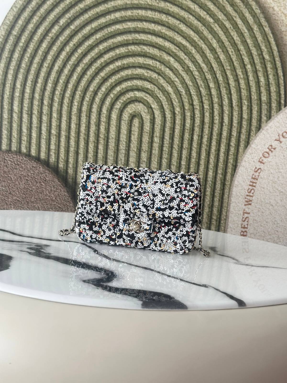 シャネル CHANEL マトラッセ ラムスキン チェーンショルダーバッグ ブラック ホワイト ピンク マルチカラー ゴー - 画像 10