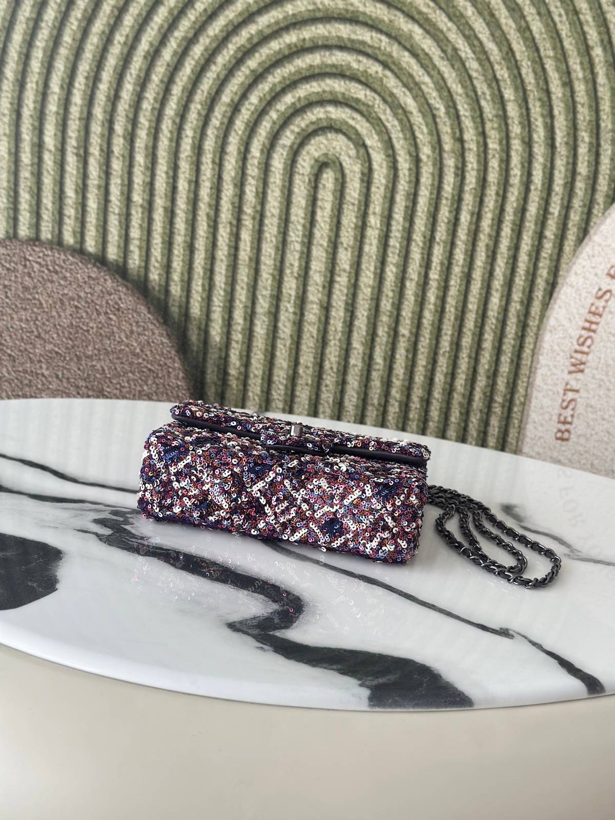 シャネル CHANEL マトラッセ ラムスキン チェーンショルダーバッグ ブラック ホワイト ピンク マルチカラー ゴー - 画像 15