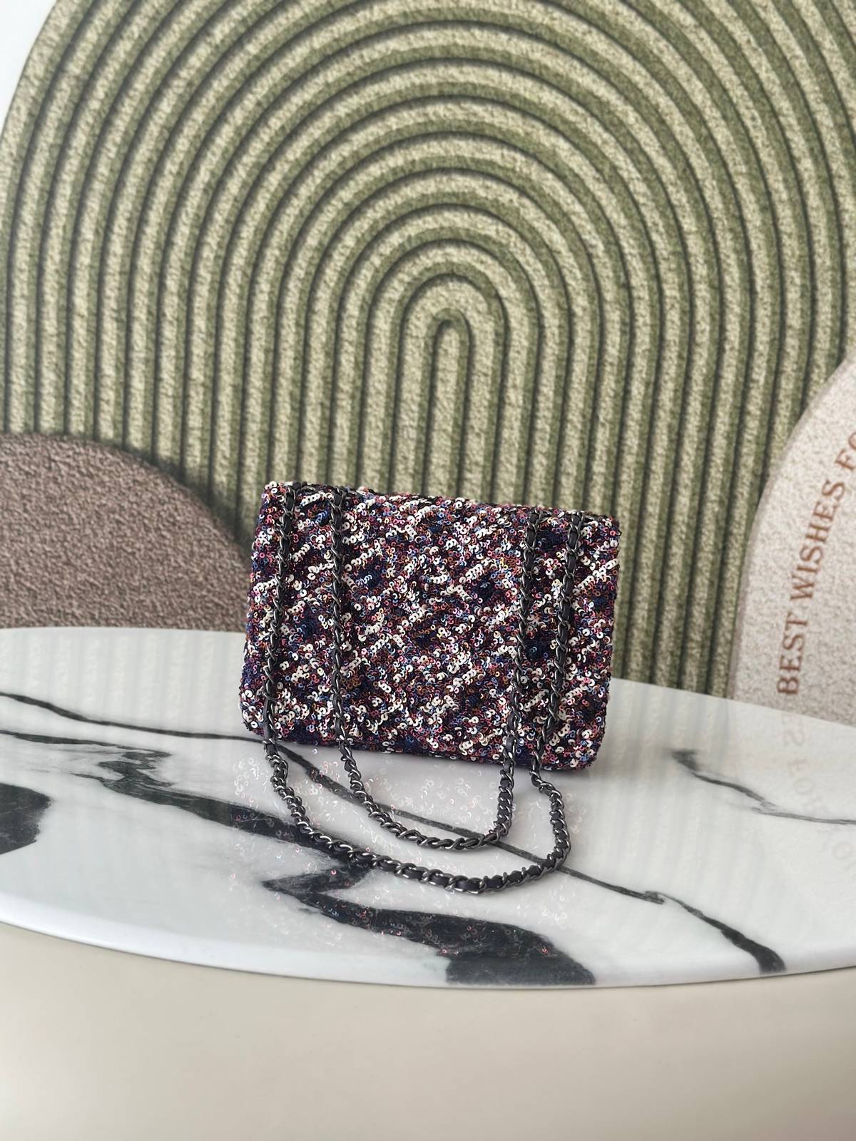 シャネル CHANEL マトラッセ ラムスキン チェーンショルダーバッグ ブラック ホワイト ピンク マルチカラー ゴー - 画像 17