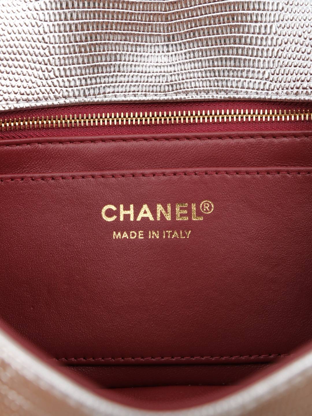 シャネル 6568 キャビアスキン フラップバッグ ゴールド金具 シャンパンゴールド ターンロック レザー編み込みチェー - 画像 12