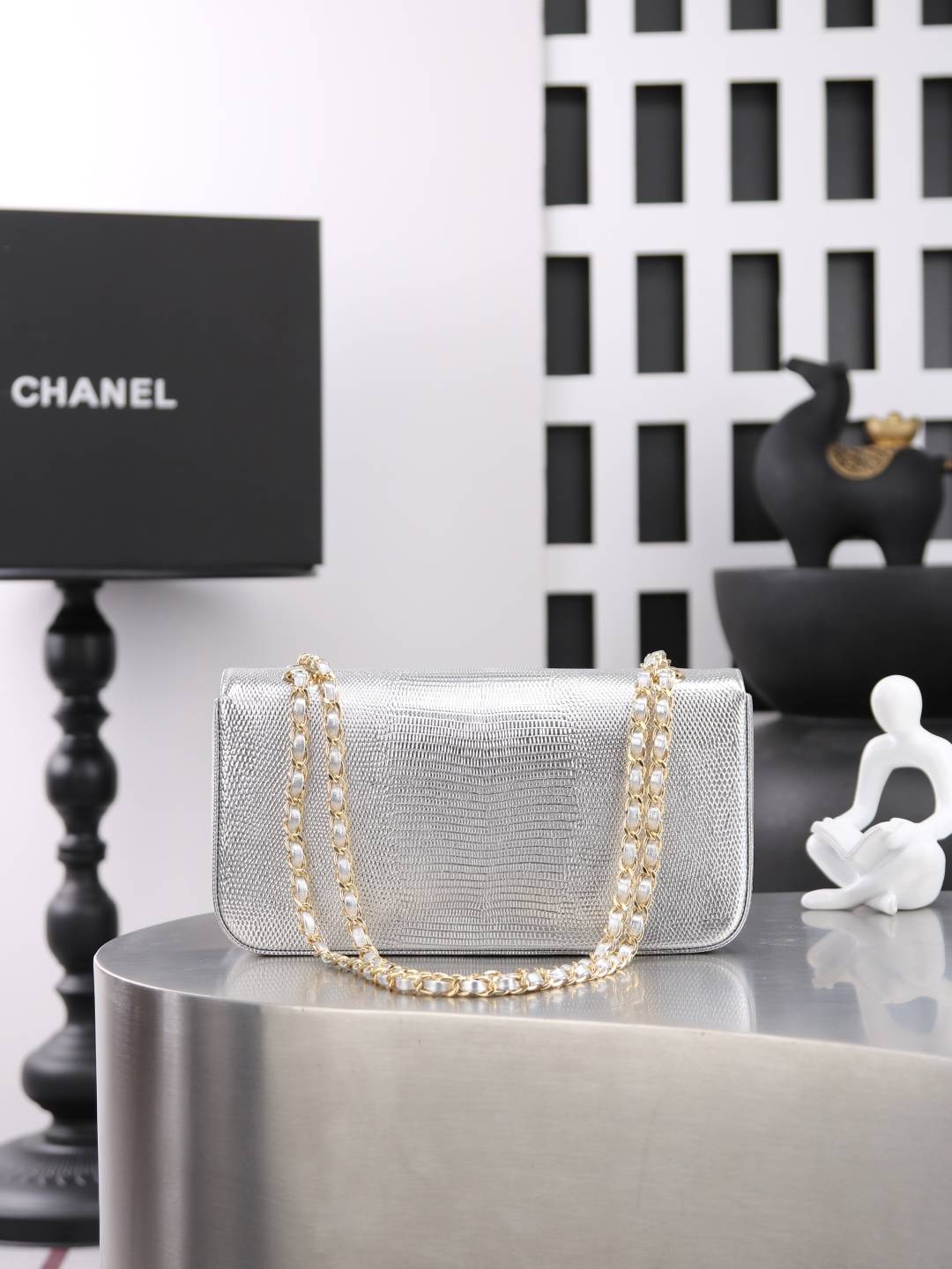 シャネル 6568 キャビアスキン フラップバッグ ゴールド金具 シャンパンゴールド ターンロック レザー編み込みチェー - 画像 16