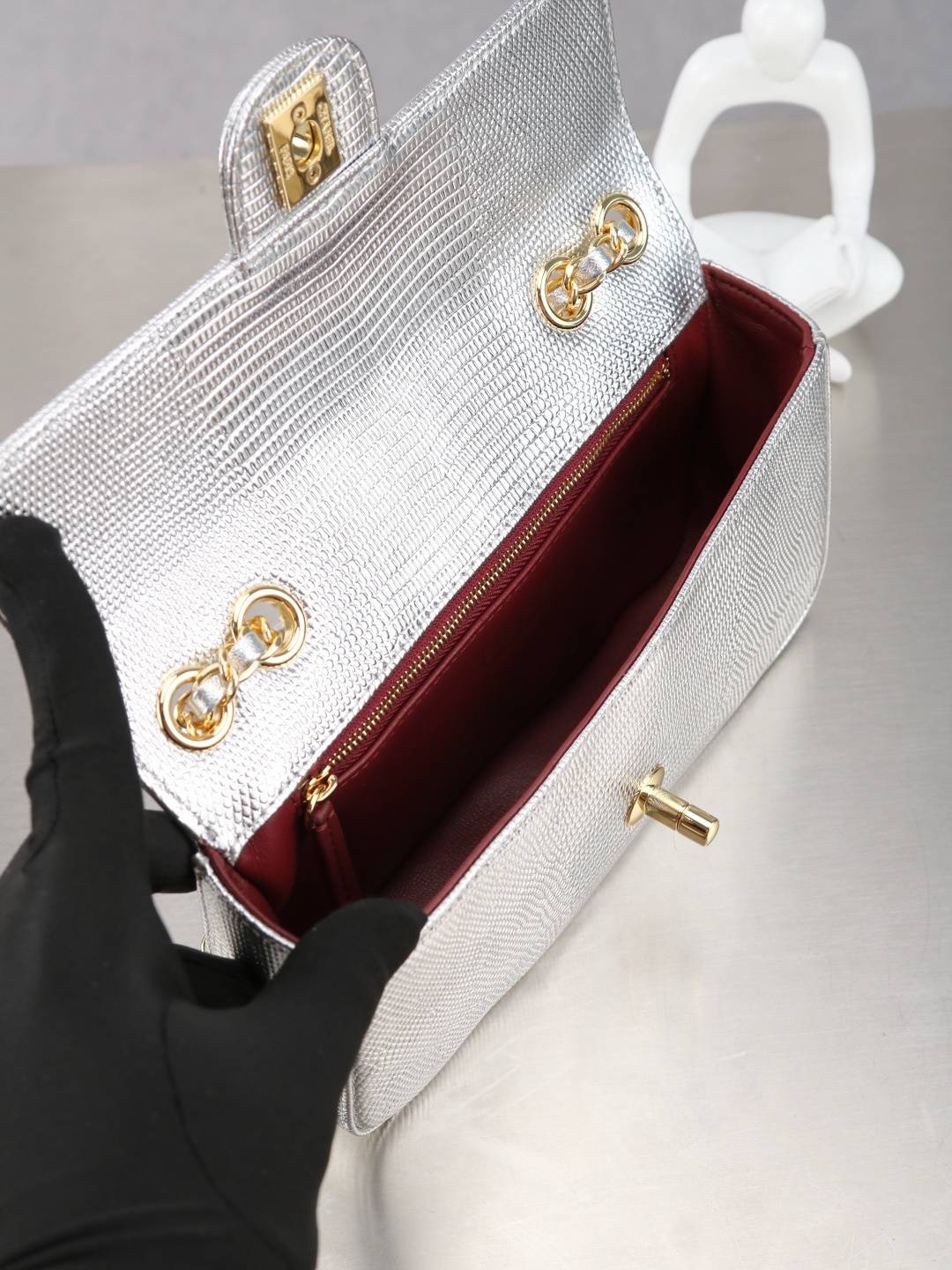 シャネル 6430 マトラッセ レザー編み込みチェーン ゴールド金具 チェーンショルダーバッグ レディース - 画像 2